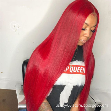 wholesale human pre plucked 613 hd closure frontal color wigs human hair red wig swiss hd lace front raw indian hair wigs
